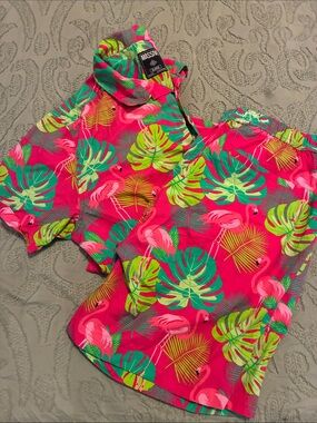 Massive Pink Tropical Flamingo Swim Trunks